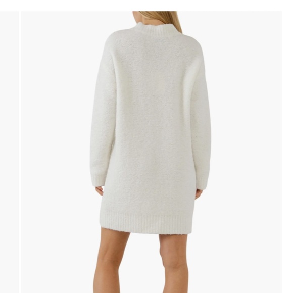 English Factory White Ivory Crewneck Sweater Mini Dress Women’s Size Medium - Picture 2 of 6